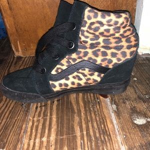 Cheetah Print Vans High Top Wedge Sneakers